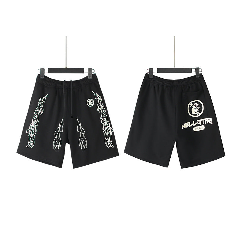 Hellstar Shorts Flame Print Casual Shorts